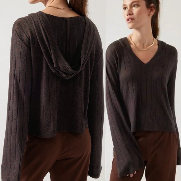 Athleta Harmony Pose Hoodie Sweatshirt Dark Mahogany Heather Size XS SOFT $79 - Picture 1 of 16